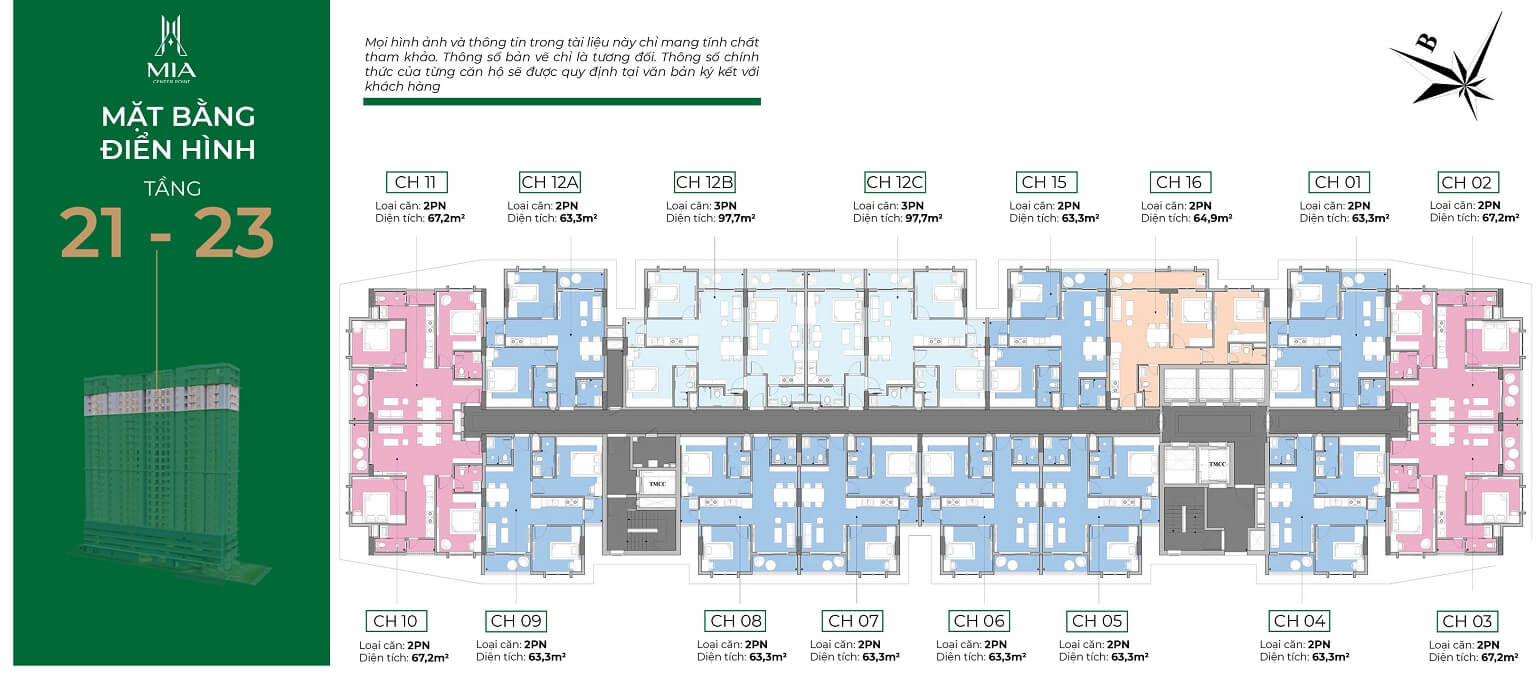 mặt bằng dự án mia center point đà nẵng tầng 21-23