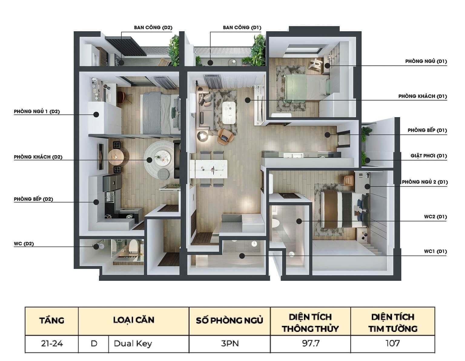 thiết kế căn hộ mia center point đà nẵng loại d